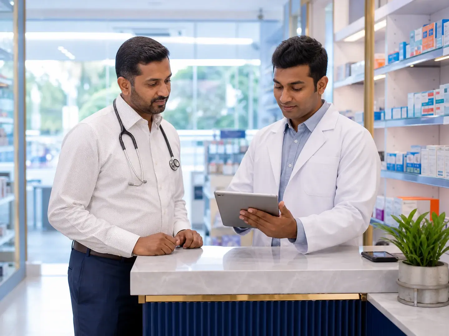 Alexion website image of a healthcare professional and pharmacist